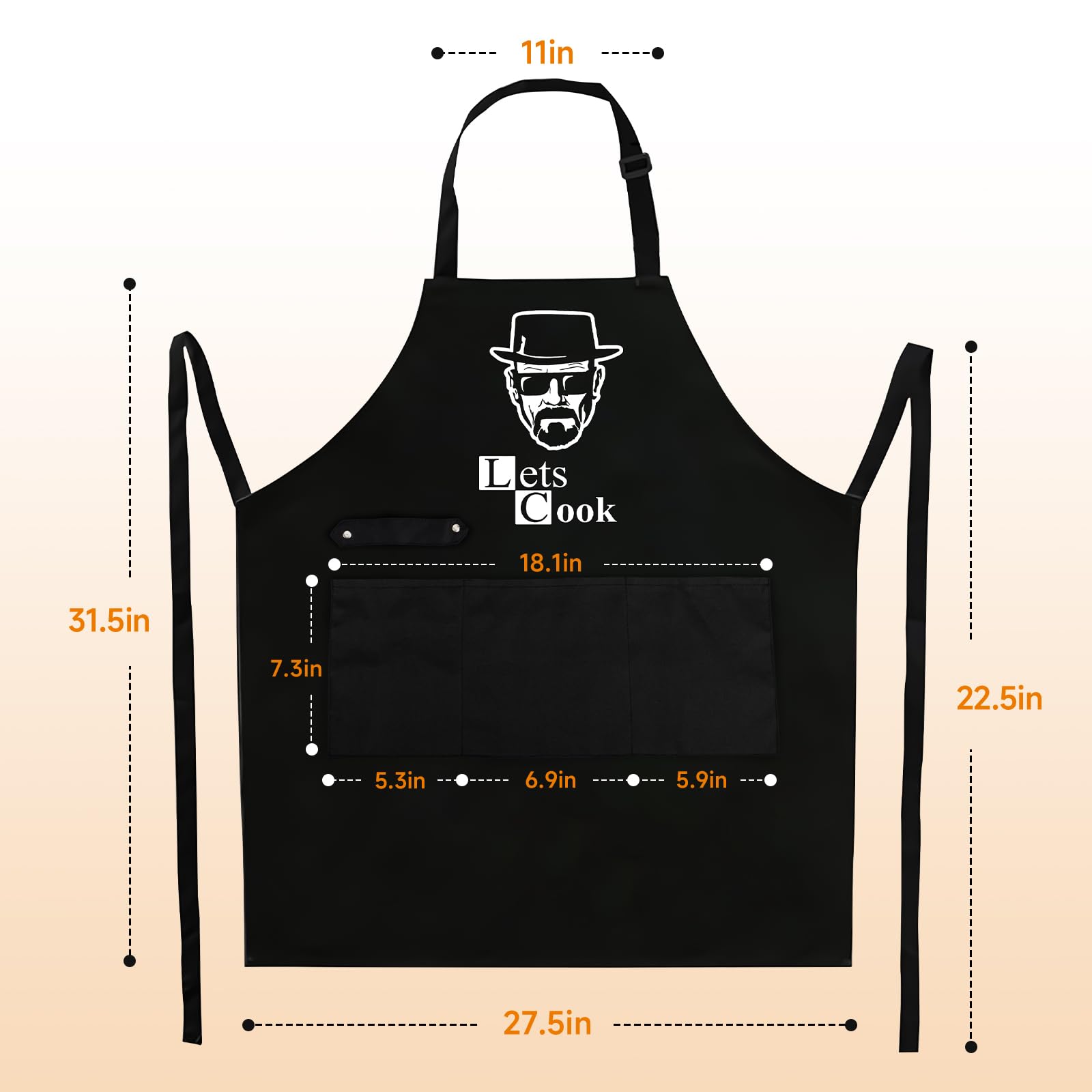 Delantal Hkmmdvc cocina con bolsillos, útil para utensilios y condimentos al cocinar.