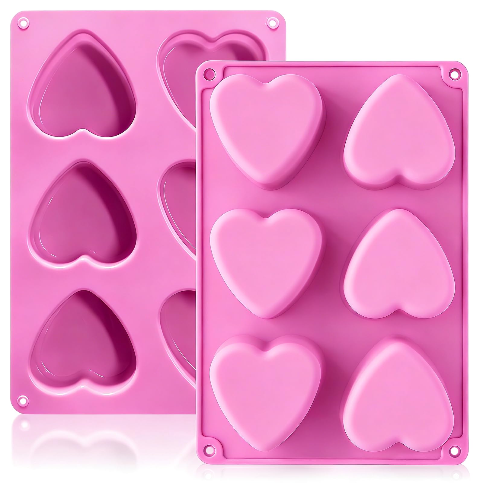 Molde de corazón HKNMTT de silicona para 6 cavidades, ideal para repostería.