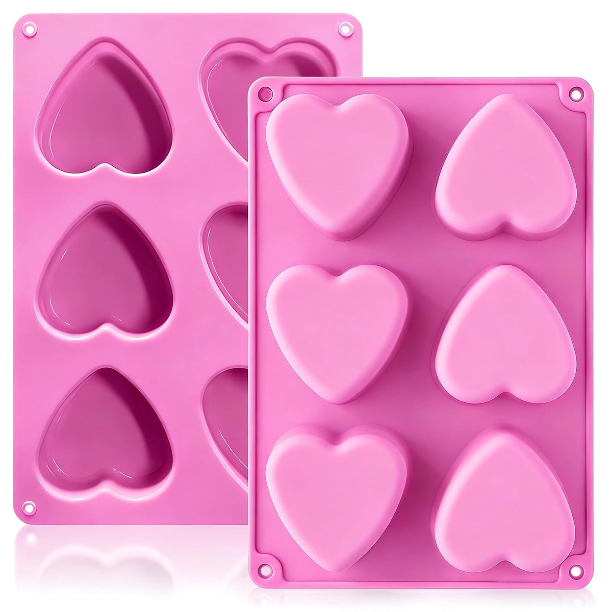 Molde de corazón HKNMTT de silicona para 6 cavidades, ideal para repostería.