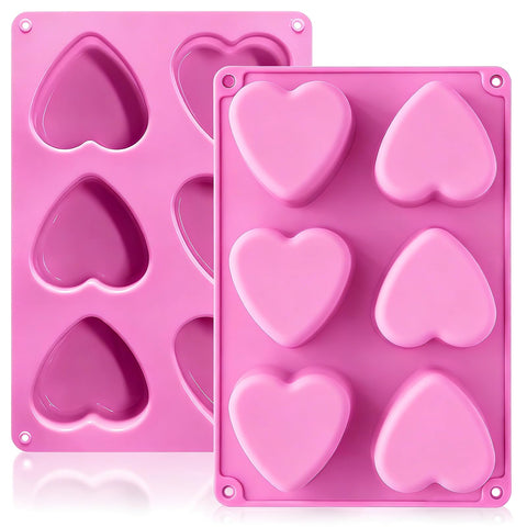 Molde de corazón HKNMTT de silicona para 6 cavidades, ideal para repostería.