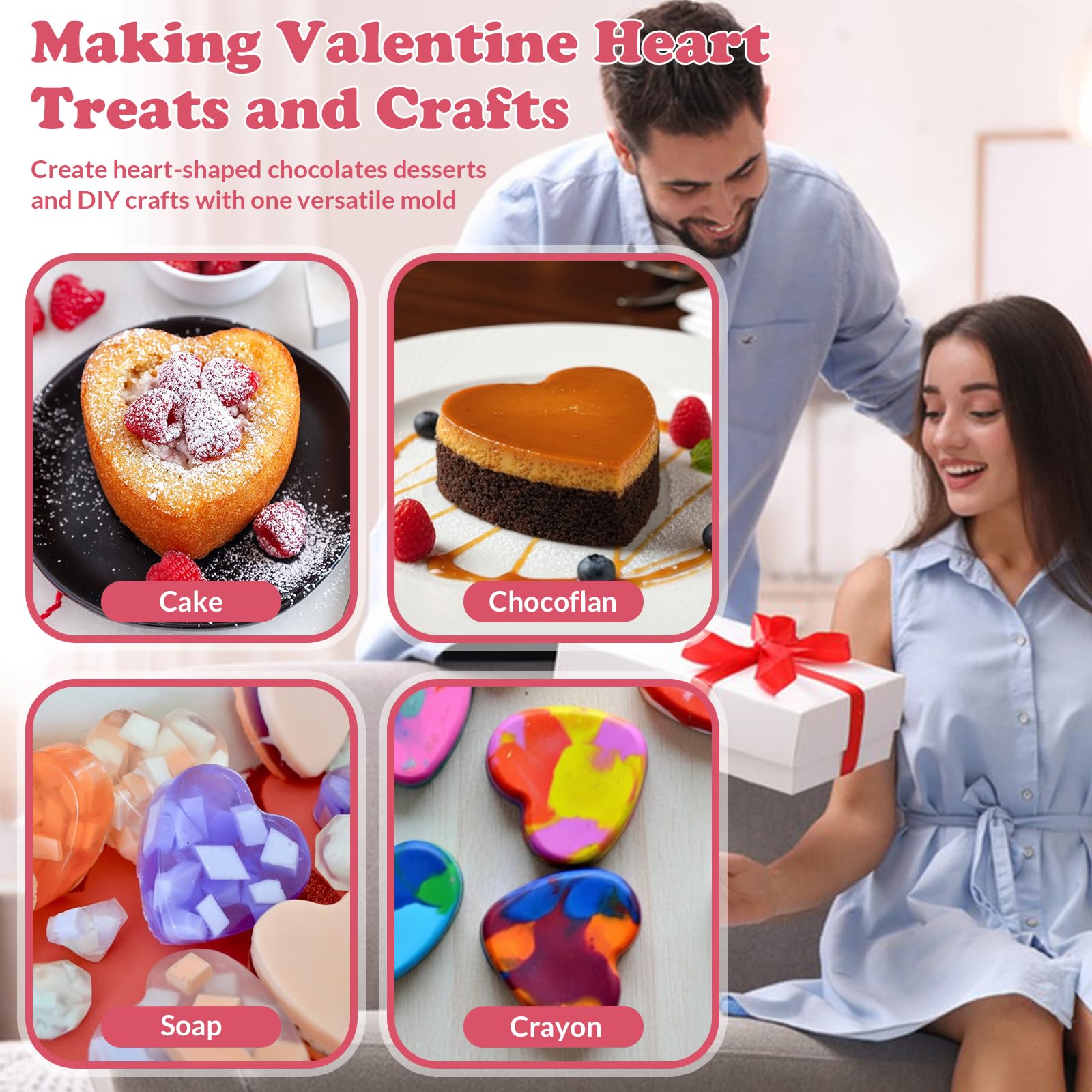 Molde corazón HKNMTT para cocina, perfecto para tartas mini y presentaciones románticas.