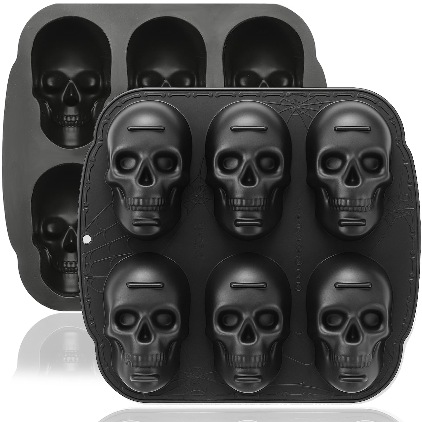 HKNMTT vista frontal del molde calavera con cavidades grandes y acabado uniforme