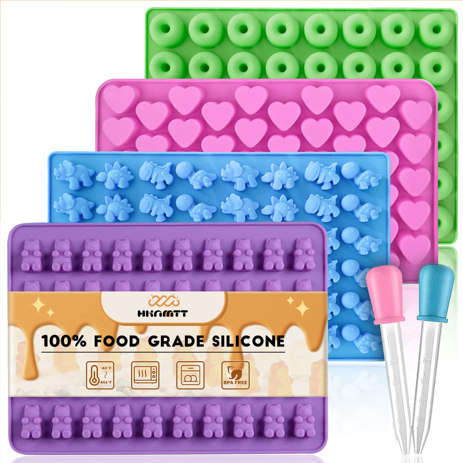 Moldes de dinosaurio HKNMTT para gominolas divertidas, ideal para meriendas creativas.