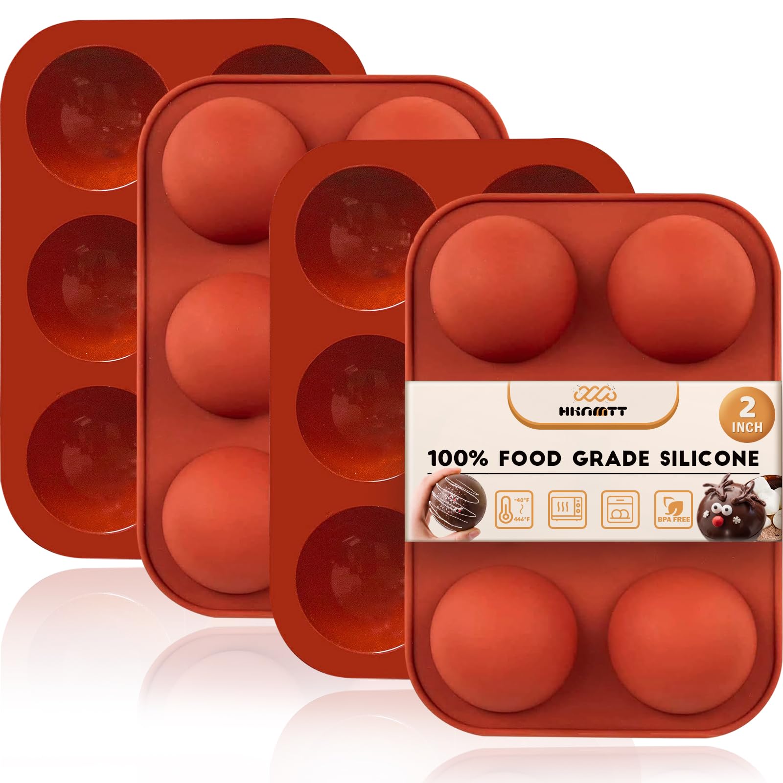Molde hemisferio HKNMTT para bombas de cacao de 2 pulgadas, ideal para 4 porciones