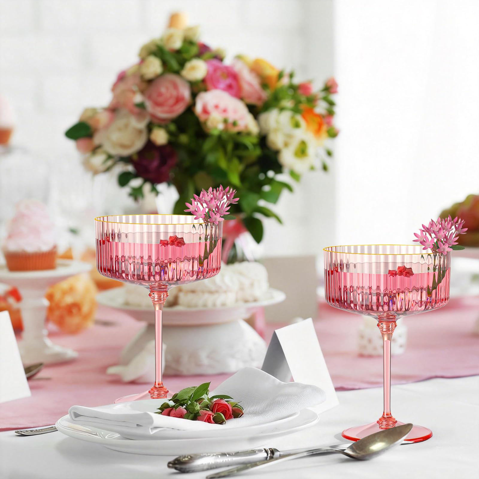 Conjunto de 12 vasos rosa HKSZEH, ideal para regalos y celebraciones.