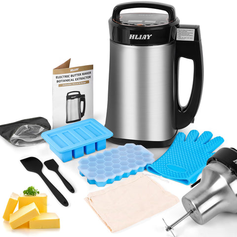 Hliay Descarboxilador-Infusor 2 en 1 frente, ideal para infusiones caseras y mantequilla infusionada.