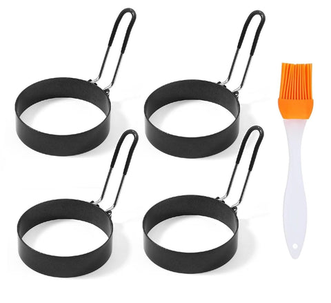Anillos HLMOptimo para huevos, 3.5 pulgadas, con mango plástico, para recetas prolijas.