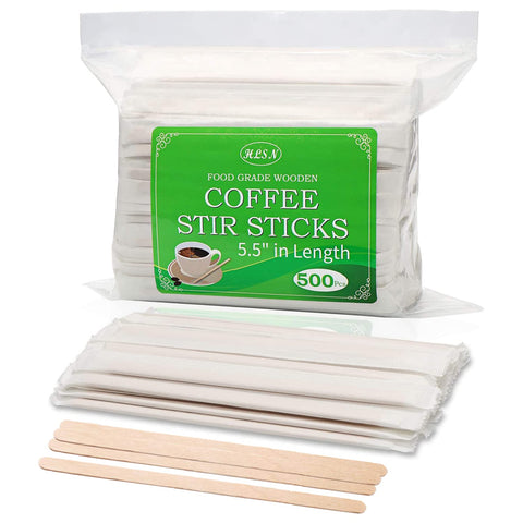 Palillos HLSN de abedul envueltos individualmente para remover café con higiene