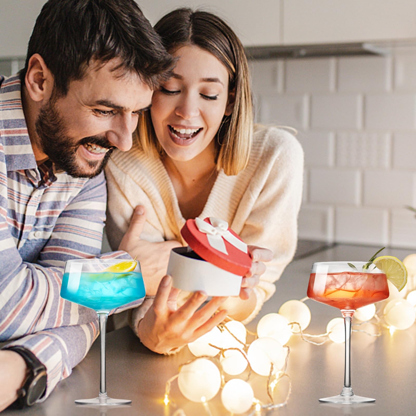 Conjunto de 4 copas hlukana regalo premium para amantes de cocteles.