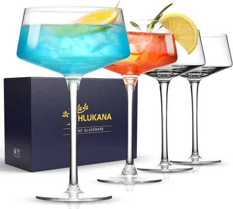 Vaso martini hlukana soplado a mano ideal para margaritas y cócteles.