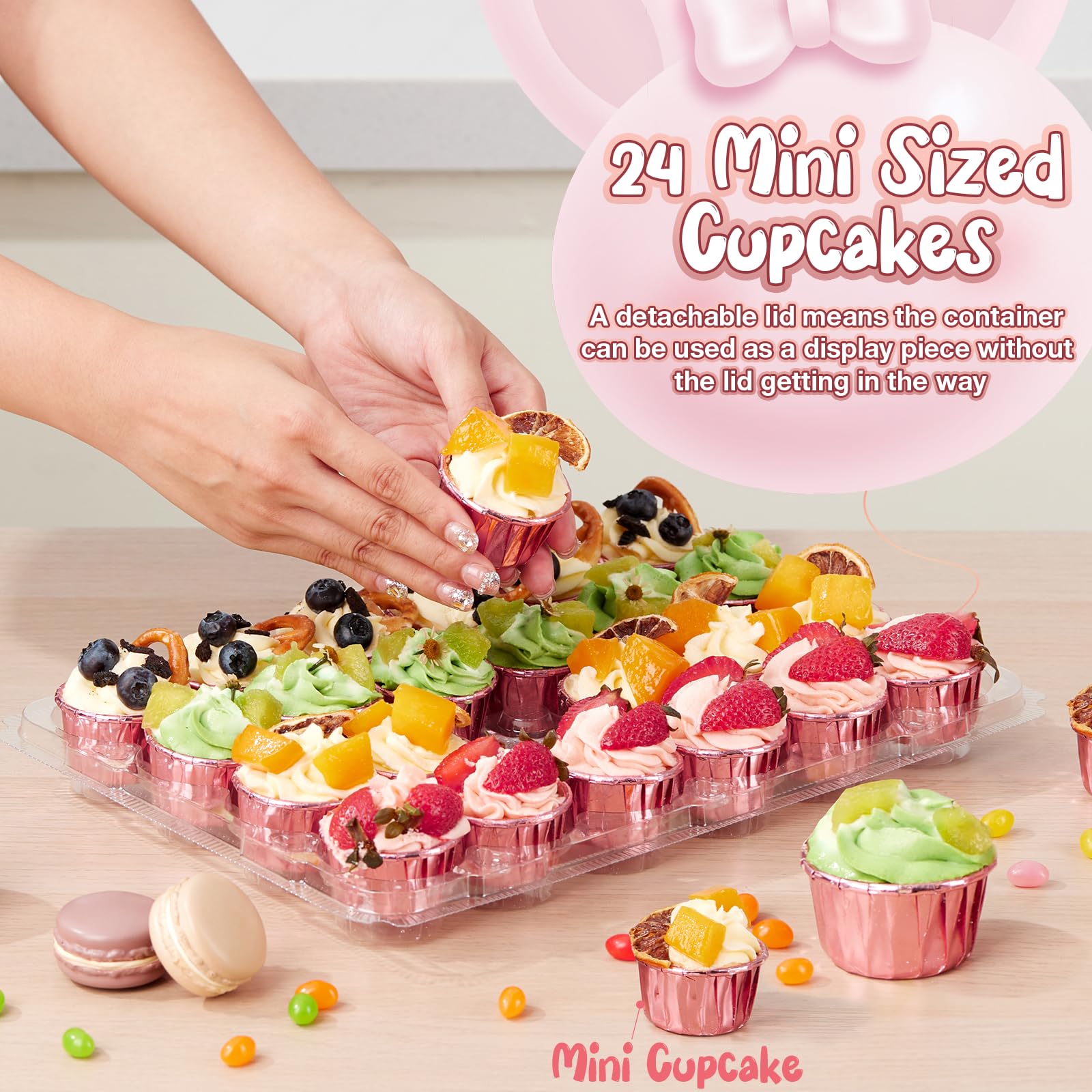 Hlukana porta-cupcakes mini 15 unidades para eventos con soporte estable