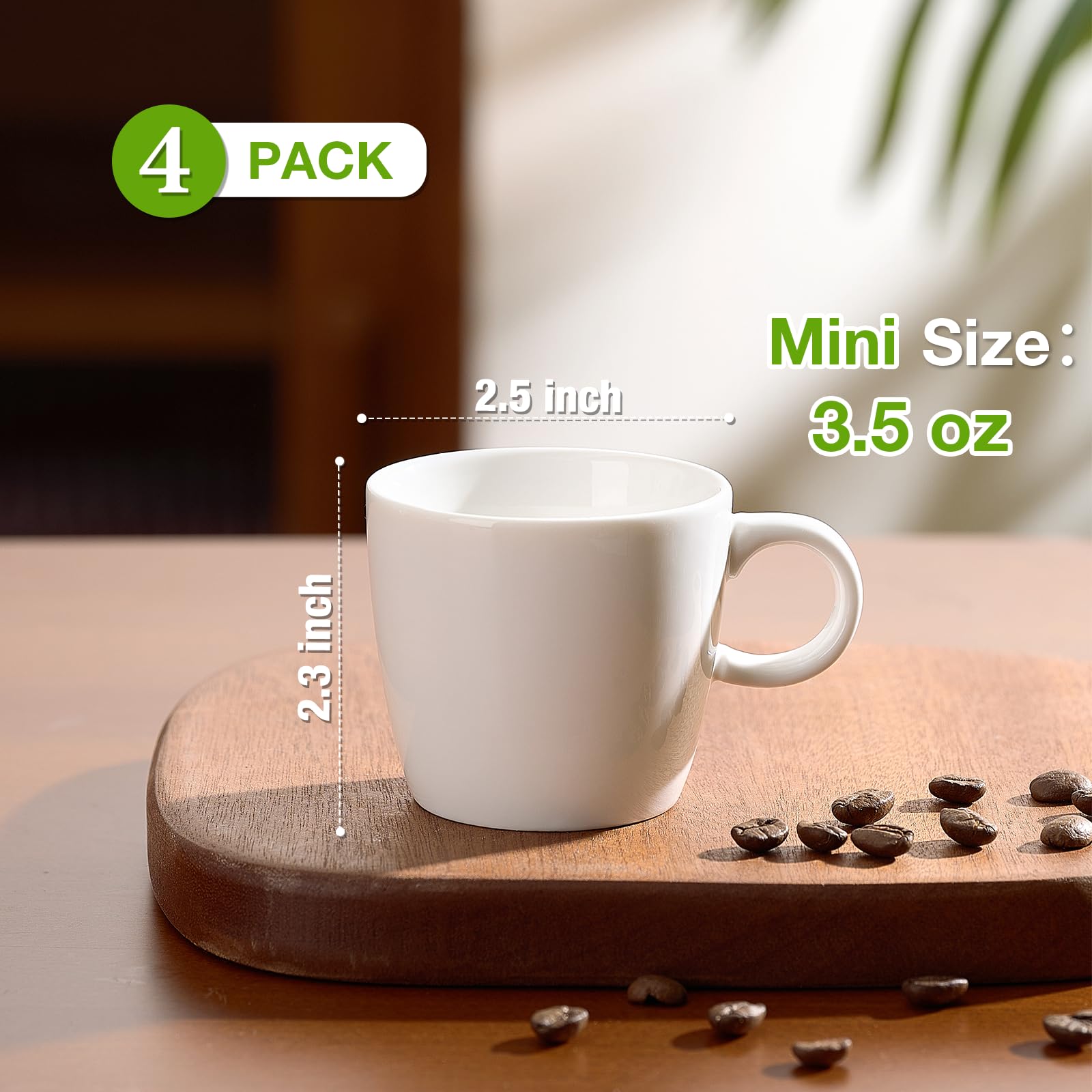 Tazas Hlukana mini expreso blancas para expreso sencillo o doble.