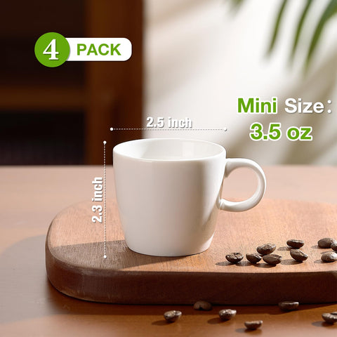 Tazas Hlukana mini expreso blancas para expreso sencillo o doble.