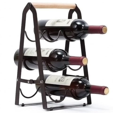 HMKAIJUFUL botellero de vino para 6 botellas, negro, ideal para mostrador.