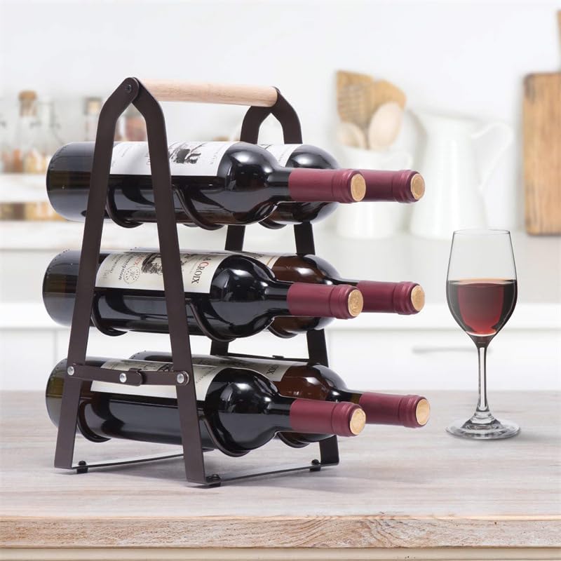 Estante HMKAIJUFUL de vino, 3 niveles, compacto para barra o cocina.
