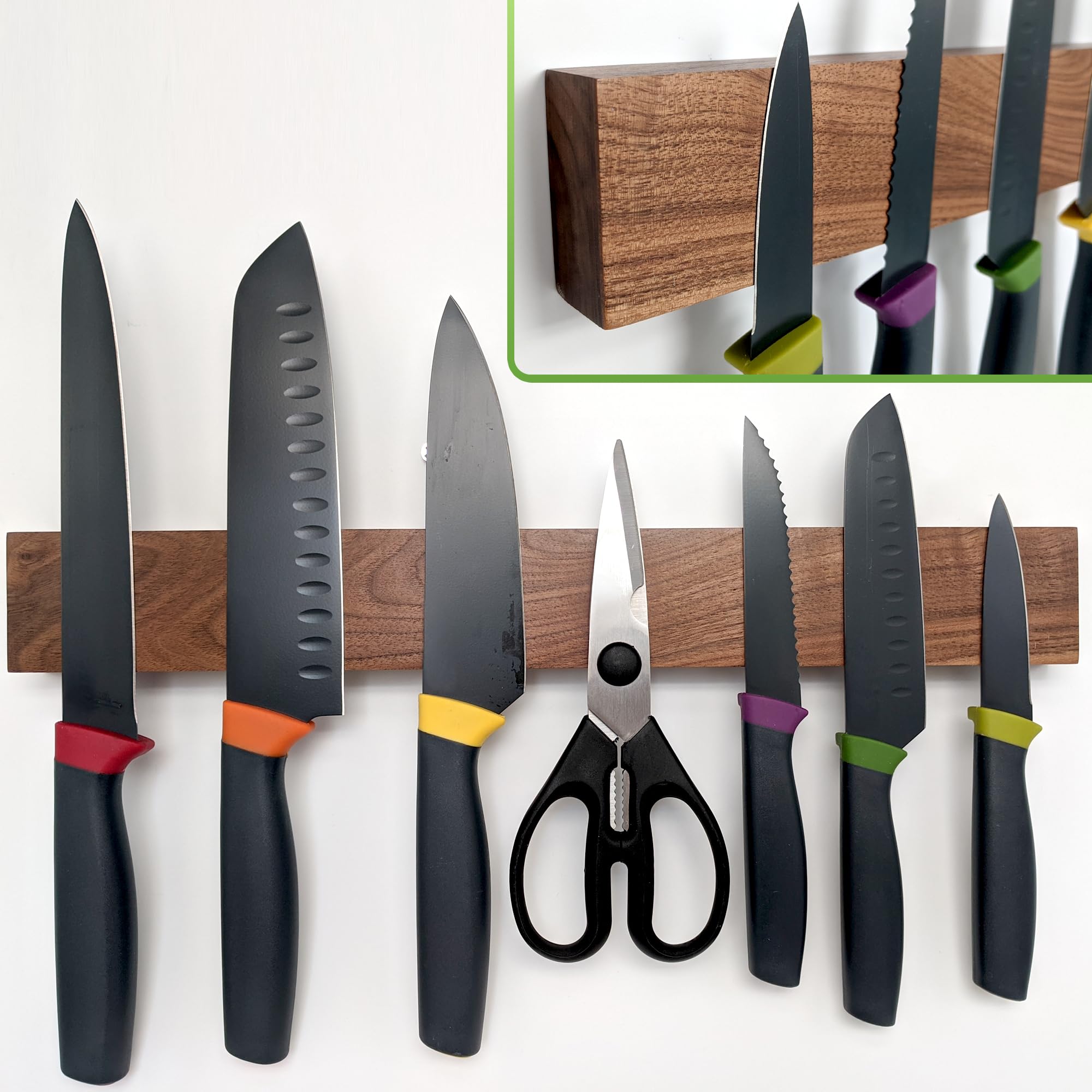 HMmagnets almacenamiento compacto para cuchillos diversos, ahorro de espacio en cocina.