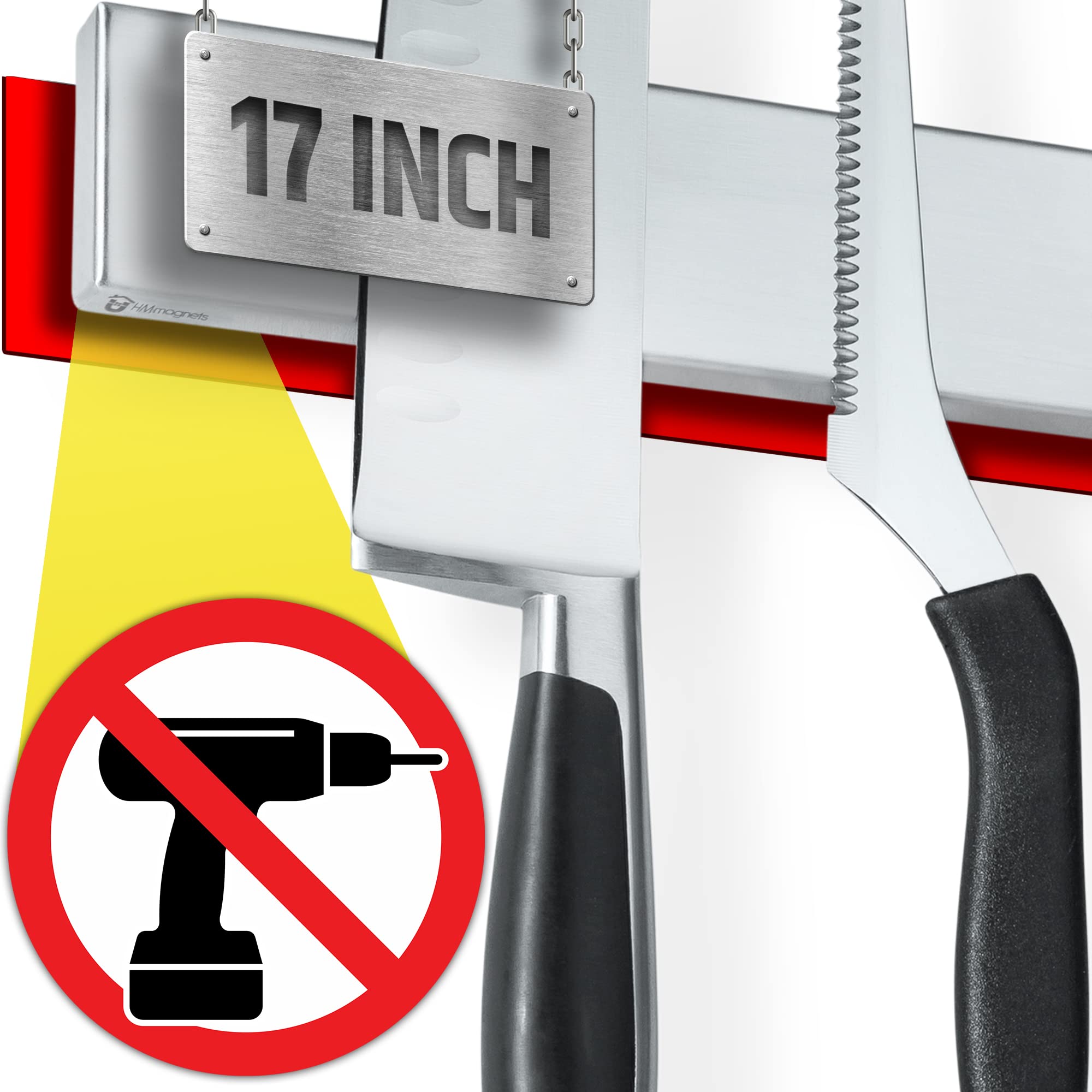 HMmagnets barra cuchillos adhesiva 17 pulgadas mantiene cuchillos al alcance y seguros