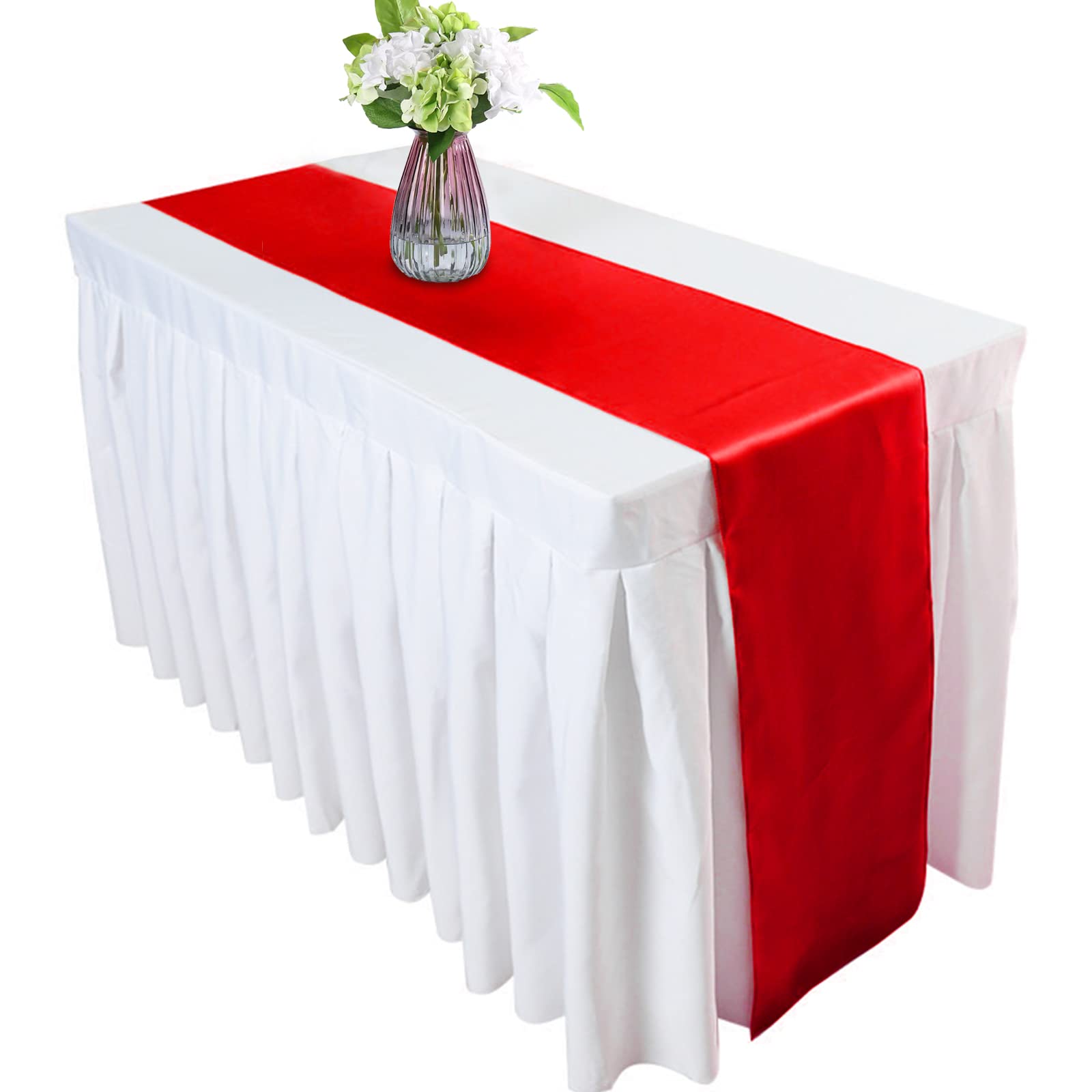 HMQIANG camino de mesa rojo satén fácil de combinar con decoraciones.