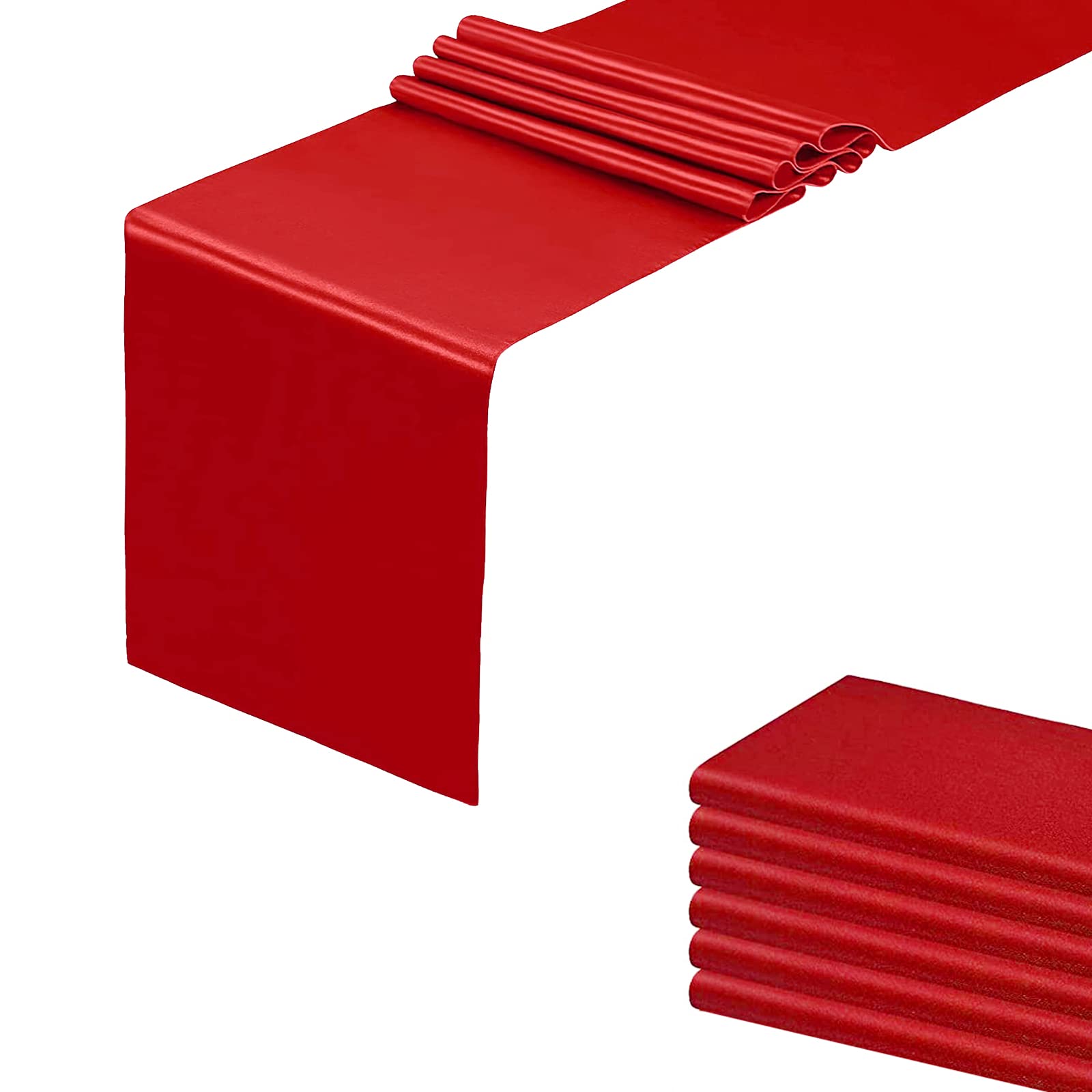 HMQIANG corredor de mesa rojo satén 12x108 para bodas elegantes