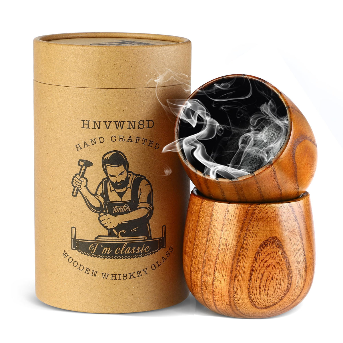 Vaso HNVWNSD de whisky, madera carbonizada, 10 oz, realza aromas y experiencia de degustación