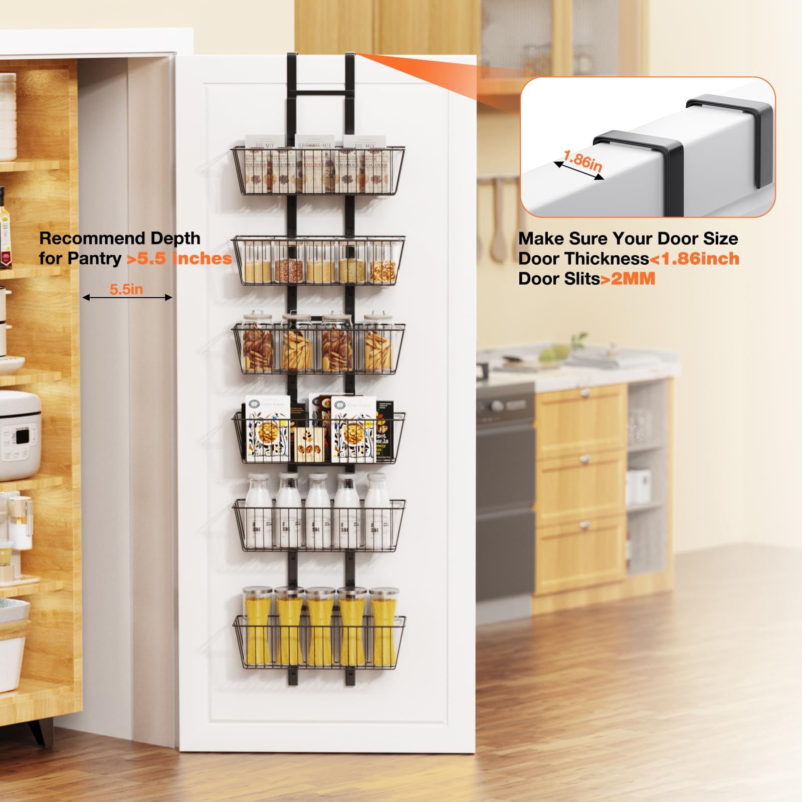 Hocookeper altura total 51 pulgadas mostrando organización vertical en la cocina.