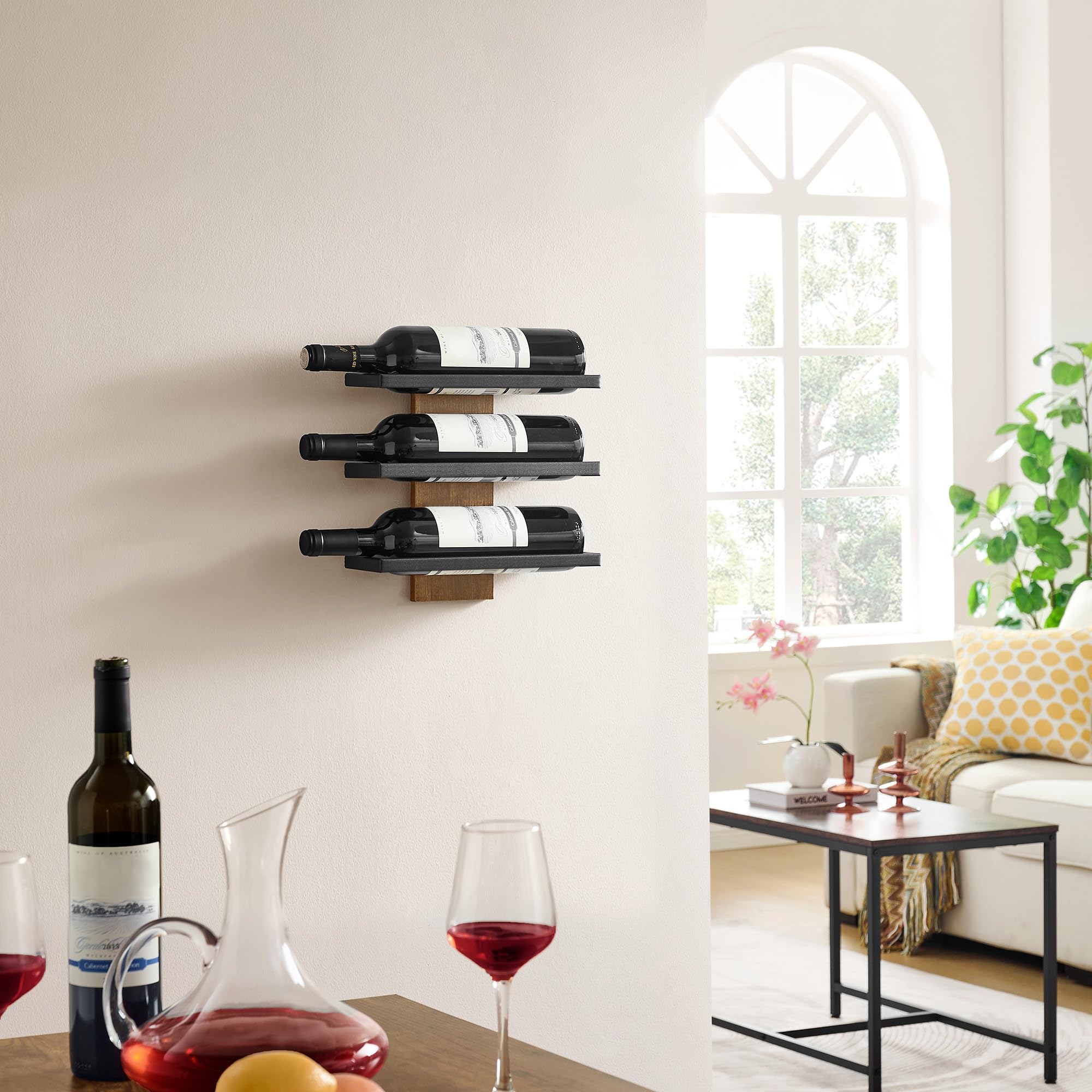 Hoctieon botellero pared, montaje fácil con tornillos y herramientas incluidas.