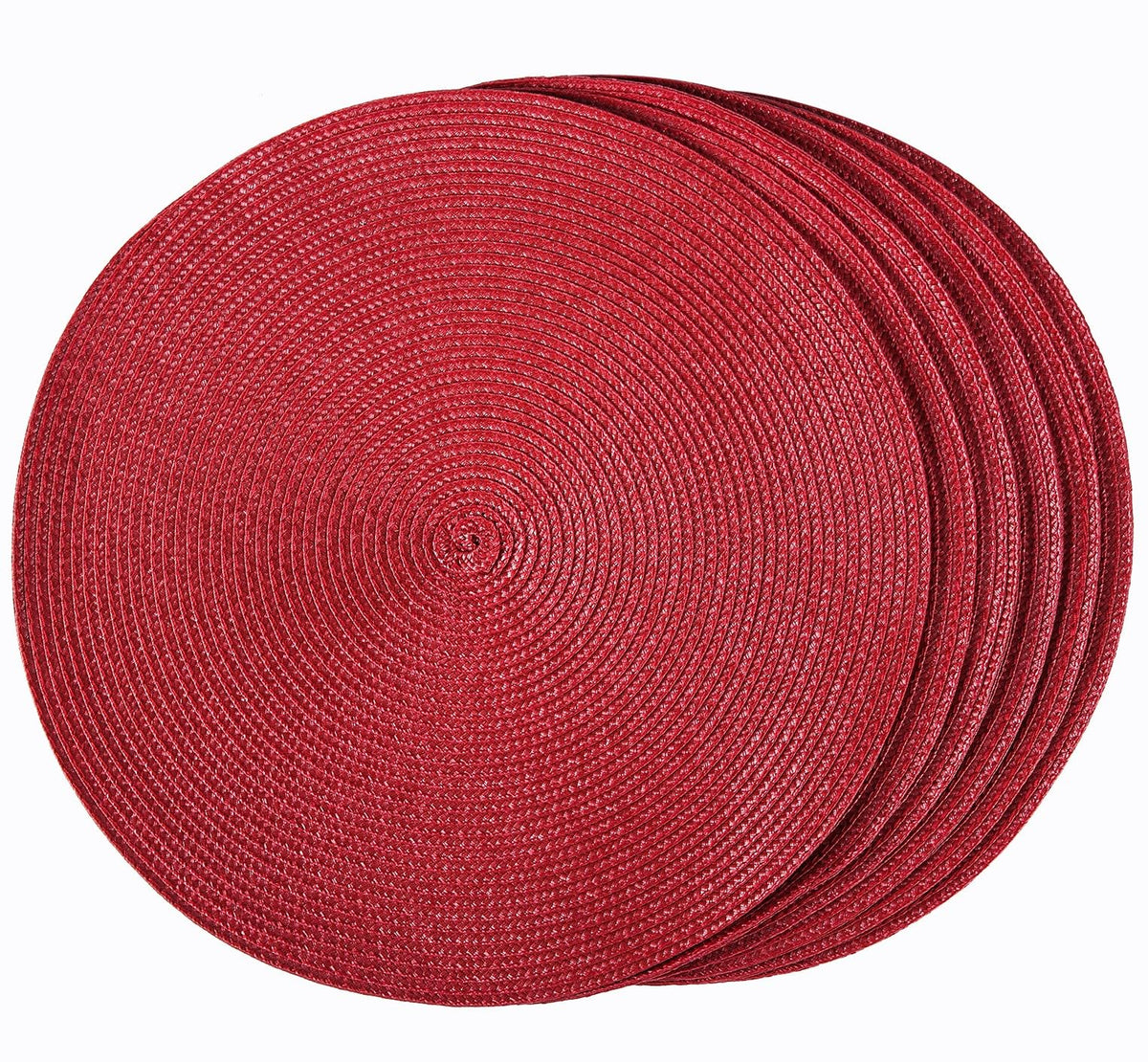 HODJOY manteles redondos trenzados, enfoque en diseño elegante en rojo oscuro.