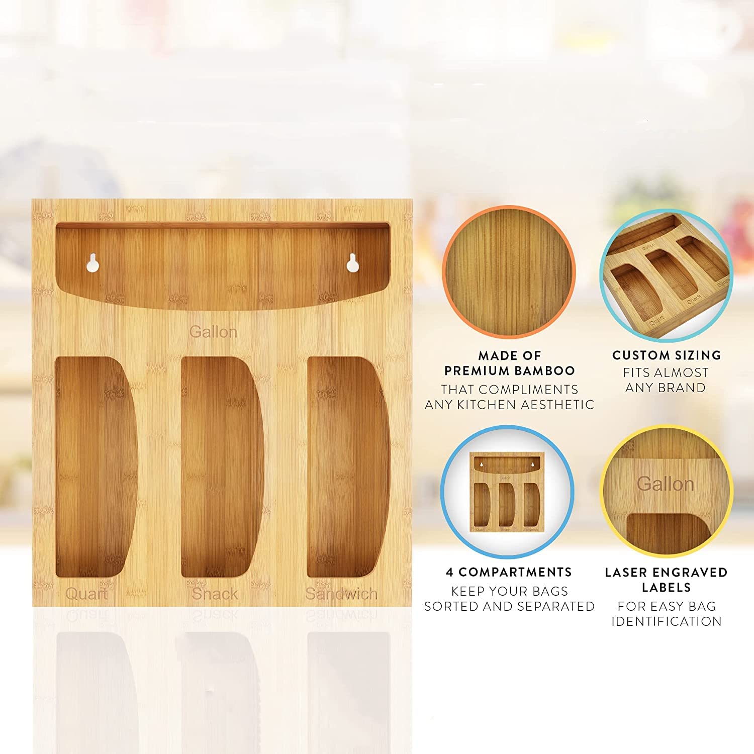 Hoeapzl soporte de bambú, material natural y duradero para la cocina.