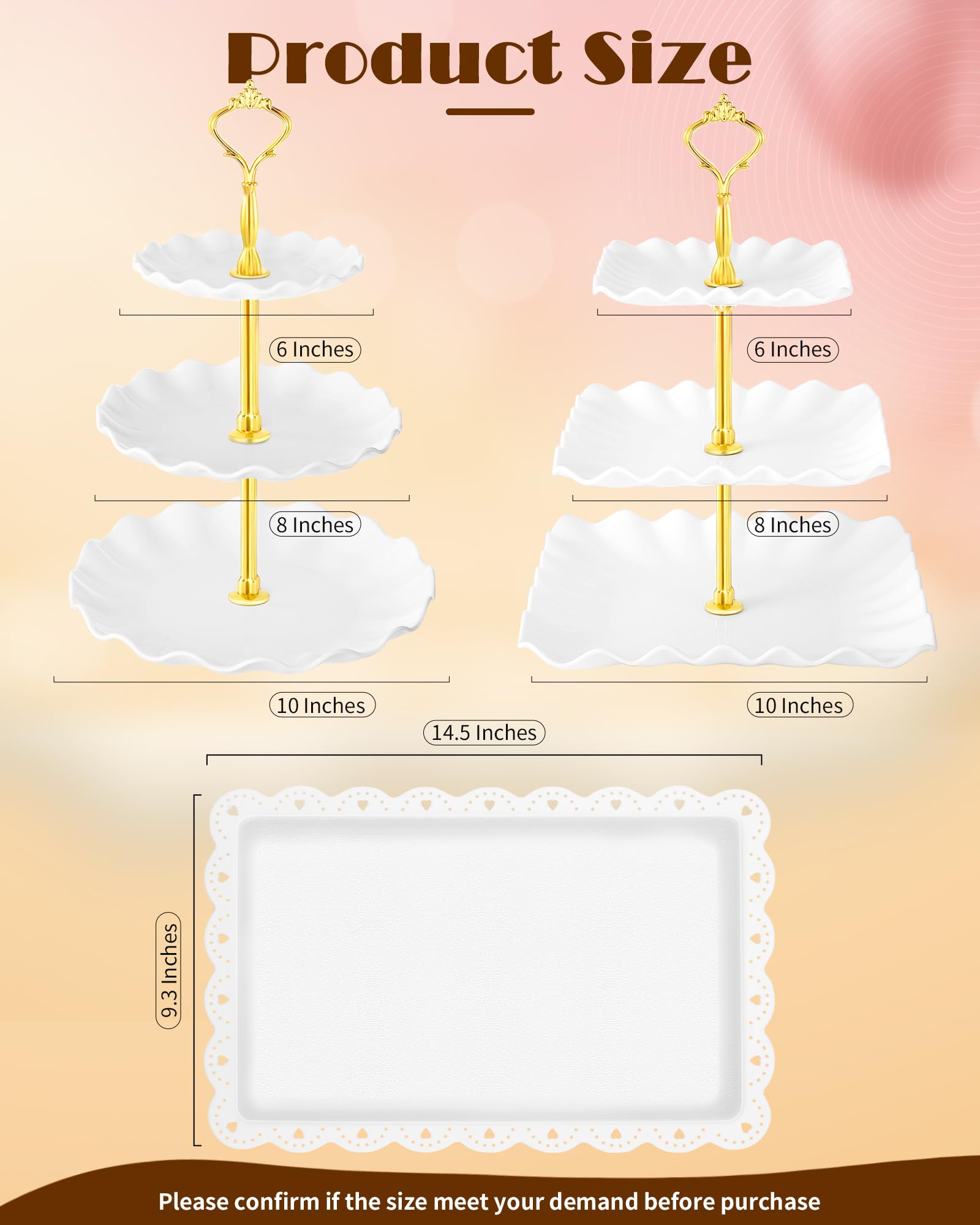 Hoedia bandejas para servir, conjunto de 6 piezas para postres.