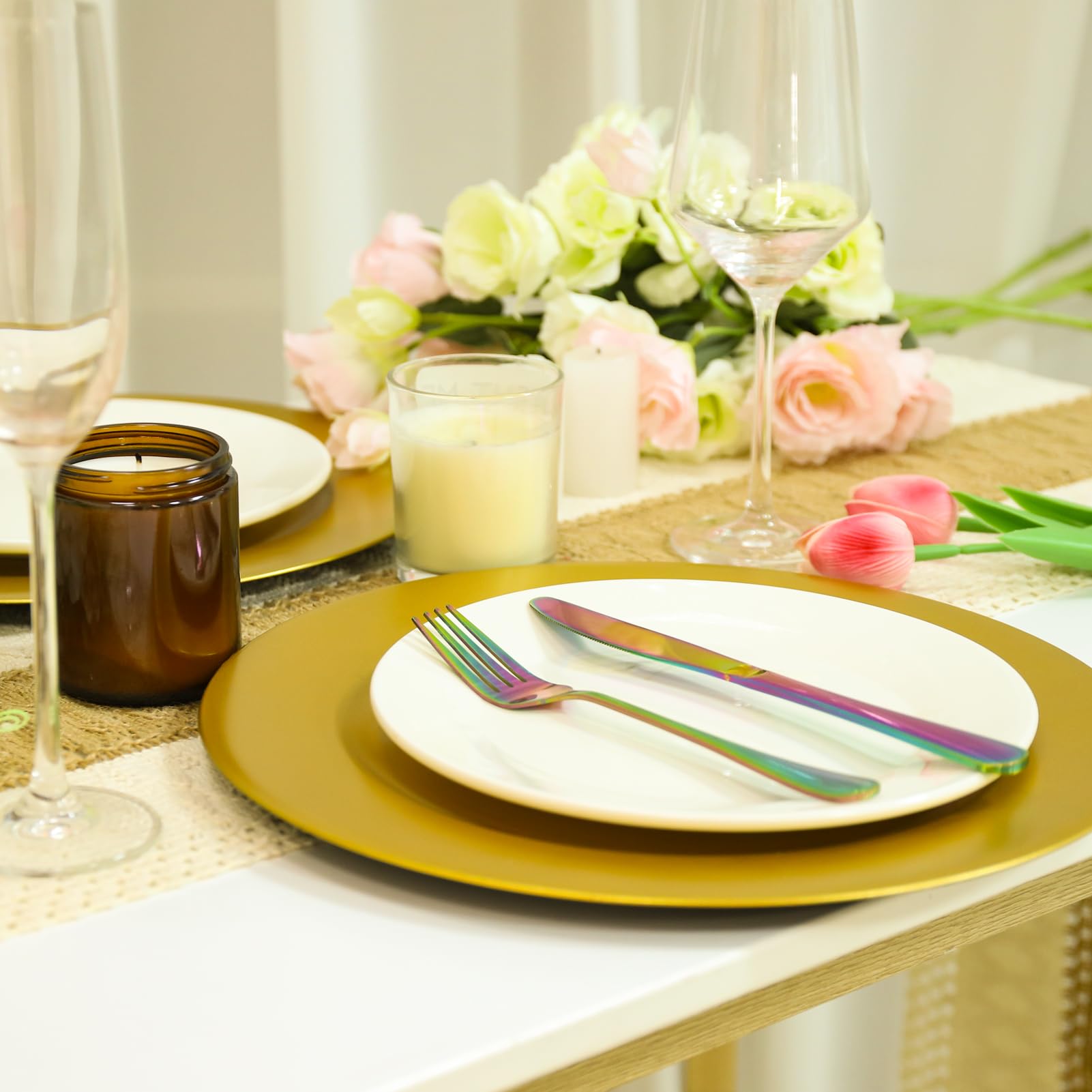 Hoemwarm platos dorados reutilizables, ideales para bodas y reuniones familiares