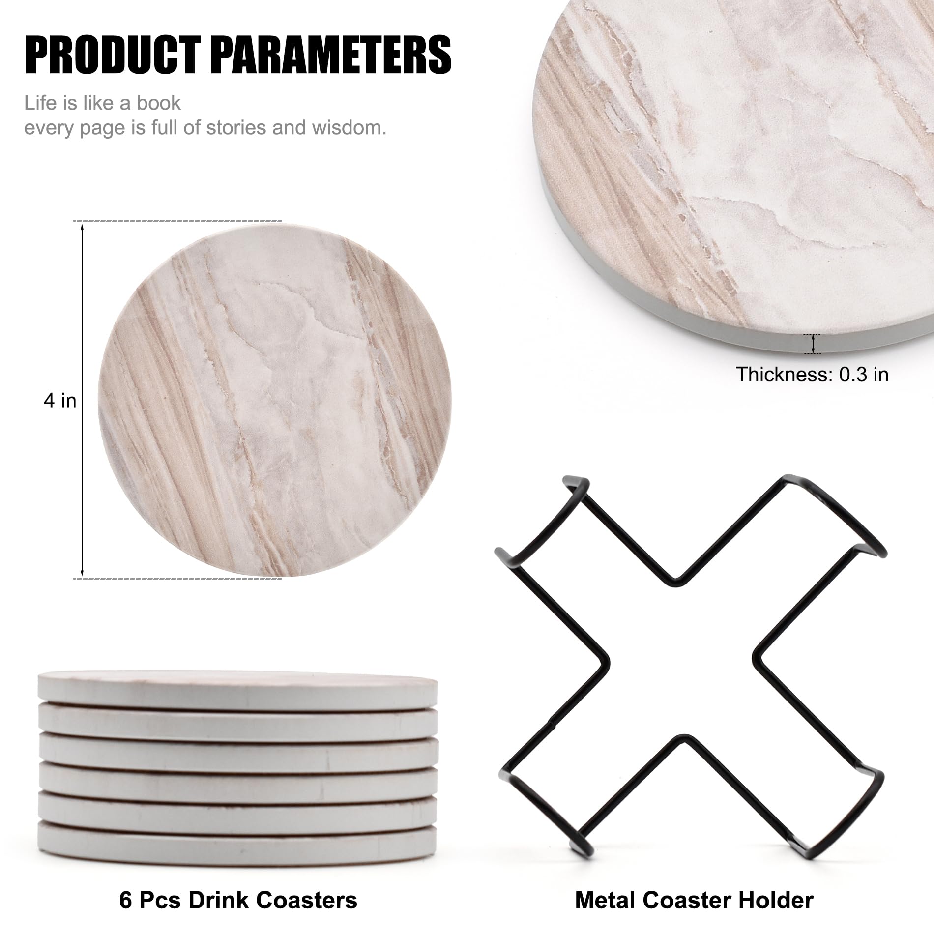 Hoewina porta posavasos cerámico mármol: estilo elegante y orden en la mesa.