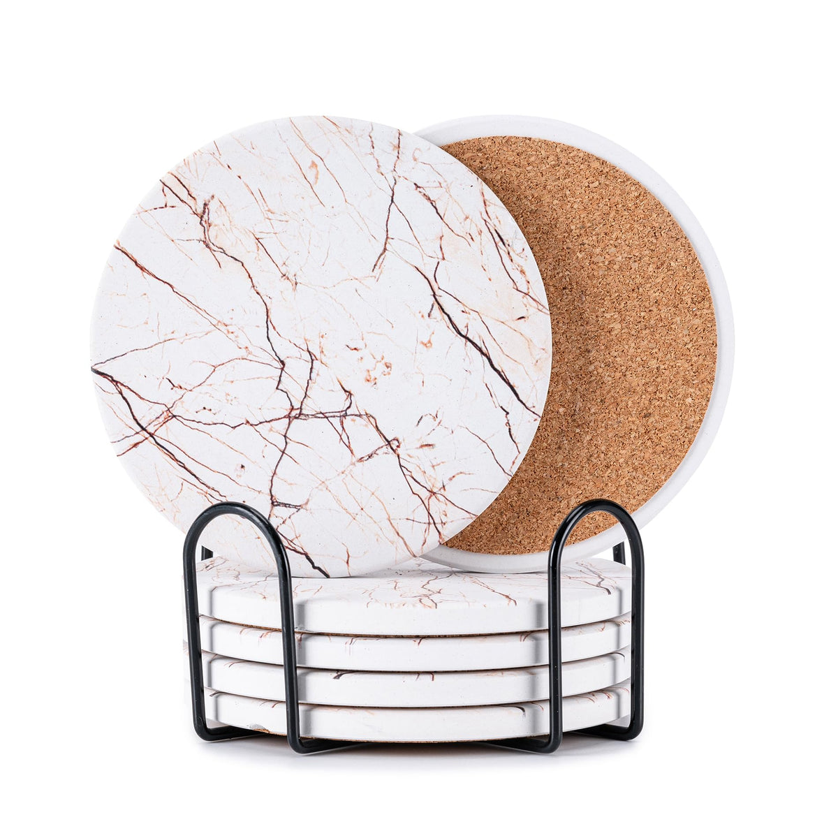 Hoewina posavasos cerámico mármol natural: absorbe humedad y evita manchas.