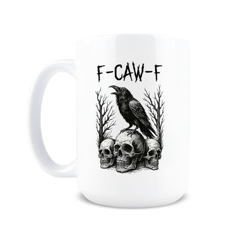 Taza F-Caw-F de Hogg vista frontal, ideal para comenzar el día con humor.