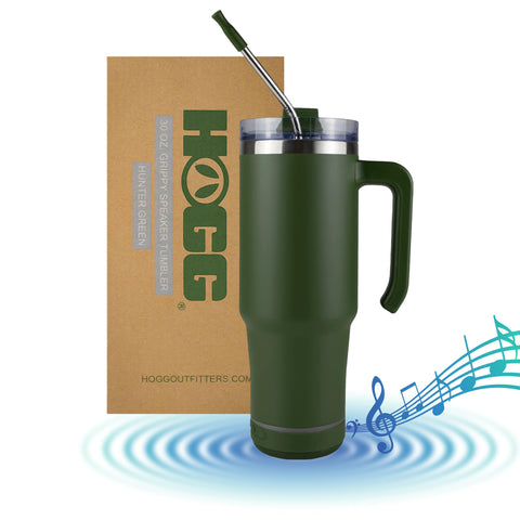Taza Hogg Grippy 30 oz con altavoz inalámbrico frontal, para escuchar música mientras bebes.