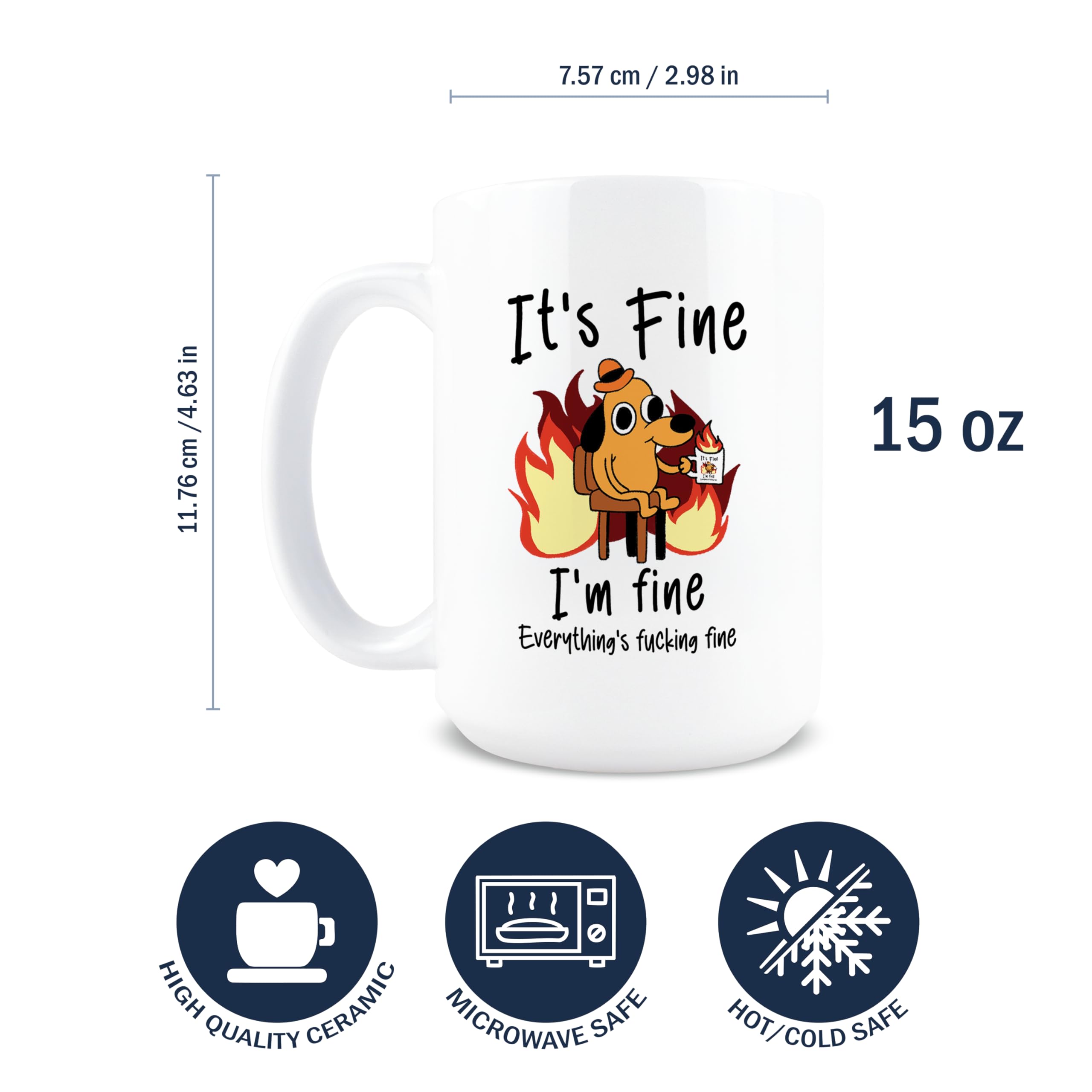 Taza cerámica HOGG de 15 onzas conserva el calor durante el trabajo.