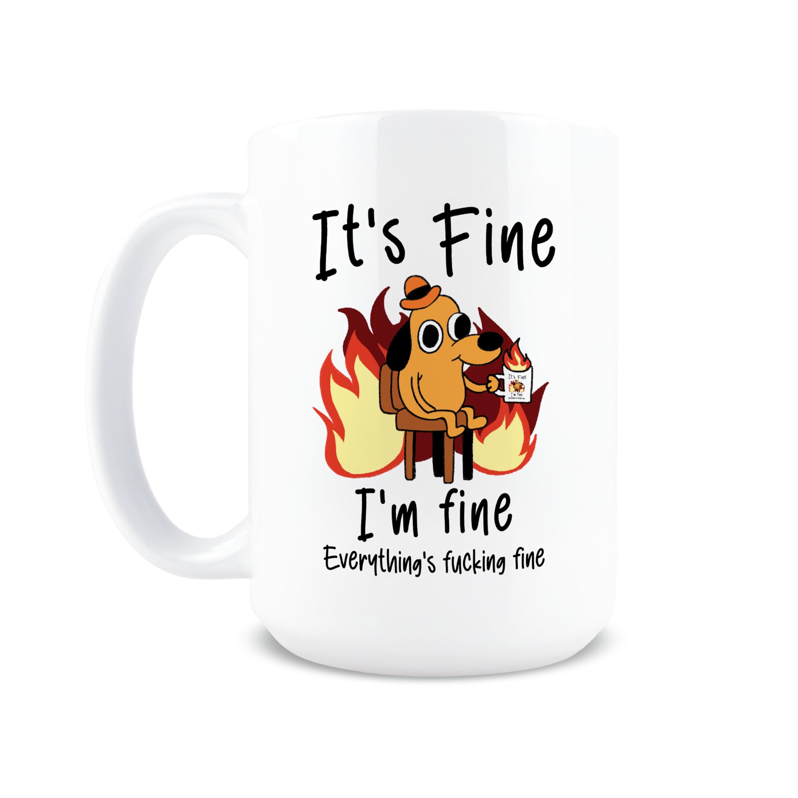 Taza HOGG con mensaje humorístico para la oficina, ideal para relajarte.