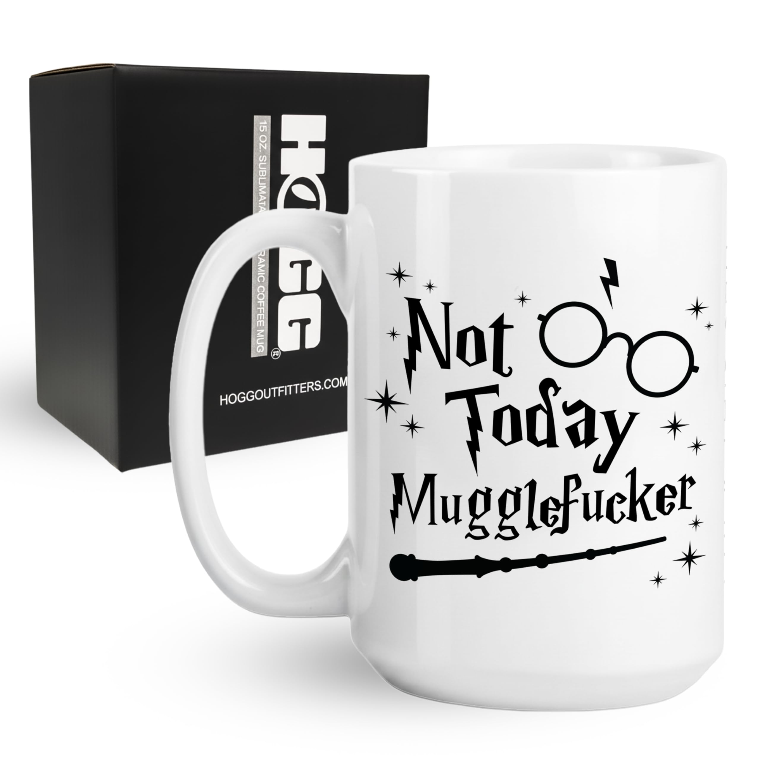 Taza Hogg nohoybrujo 15oz lista para empezar el día con humor