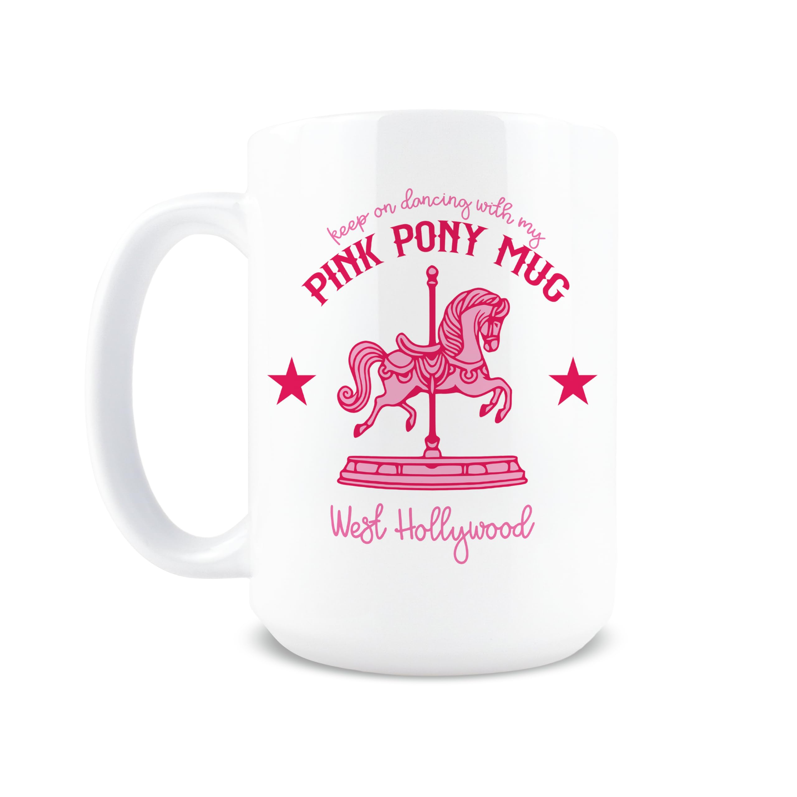 Taza Hogg Poni Rosado de 15 oz, ideal para café diario.