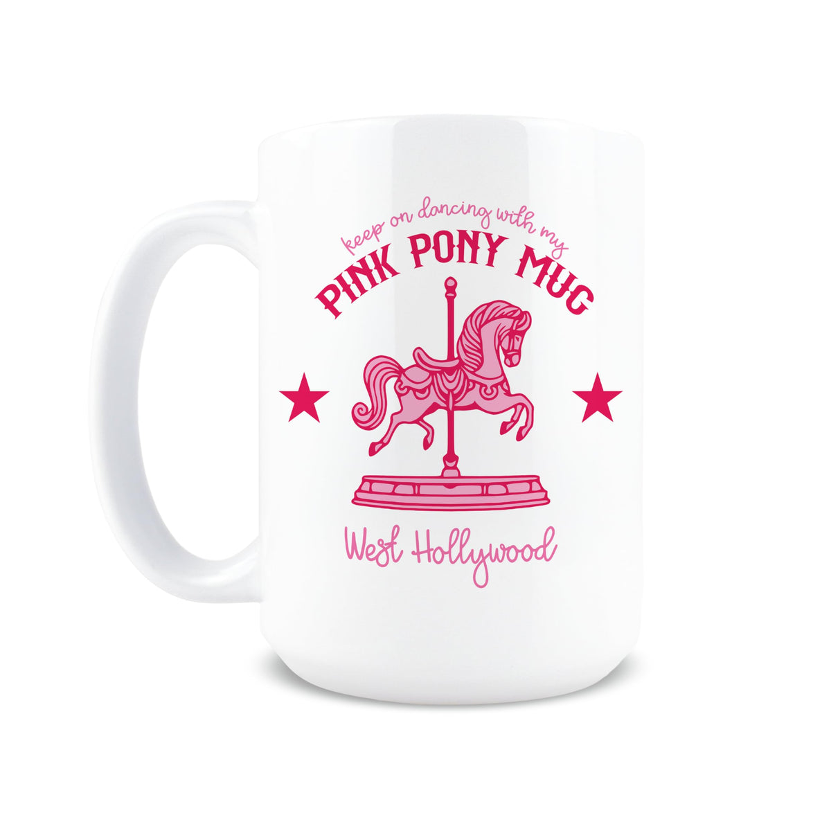 Taza Hogg Poni Rosado de 15 oz, ideal para café diario.