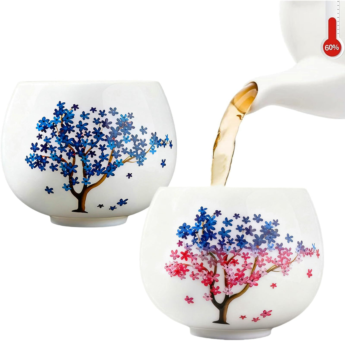 HOHCNA Taza cambio-color cerezos al calor, ideal para té o café