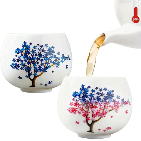 HOHCNA Taza cambio-color cerezos al calor, ideal para té o café