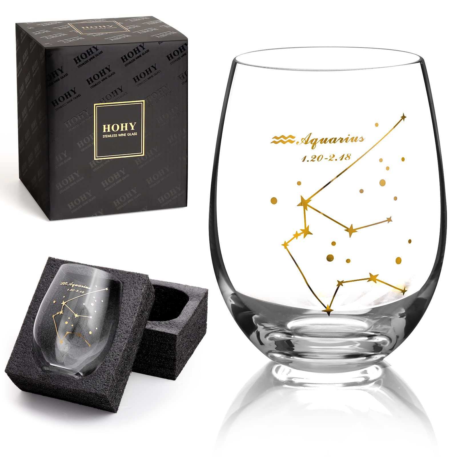 HOHY Aquarius copa sin tallo 20 oz para disfrutar del vino