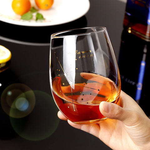 HOHY Copa de vino con constelación dorada para regalo especial.