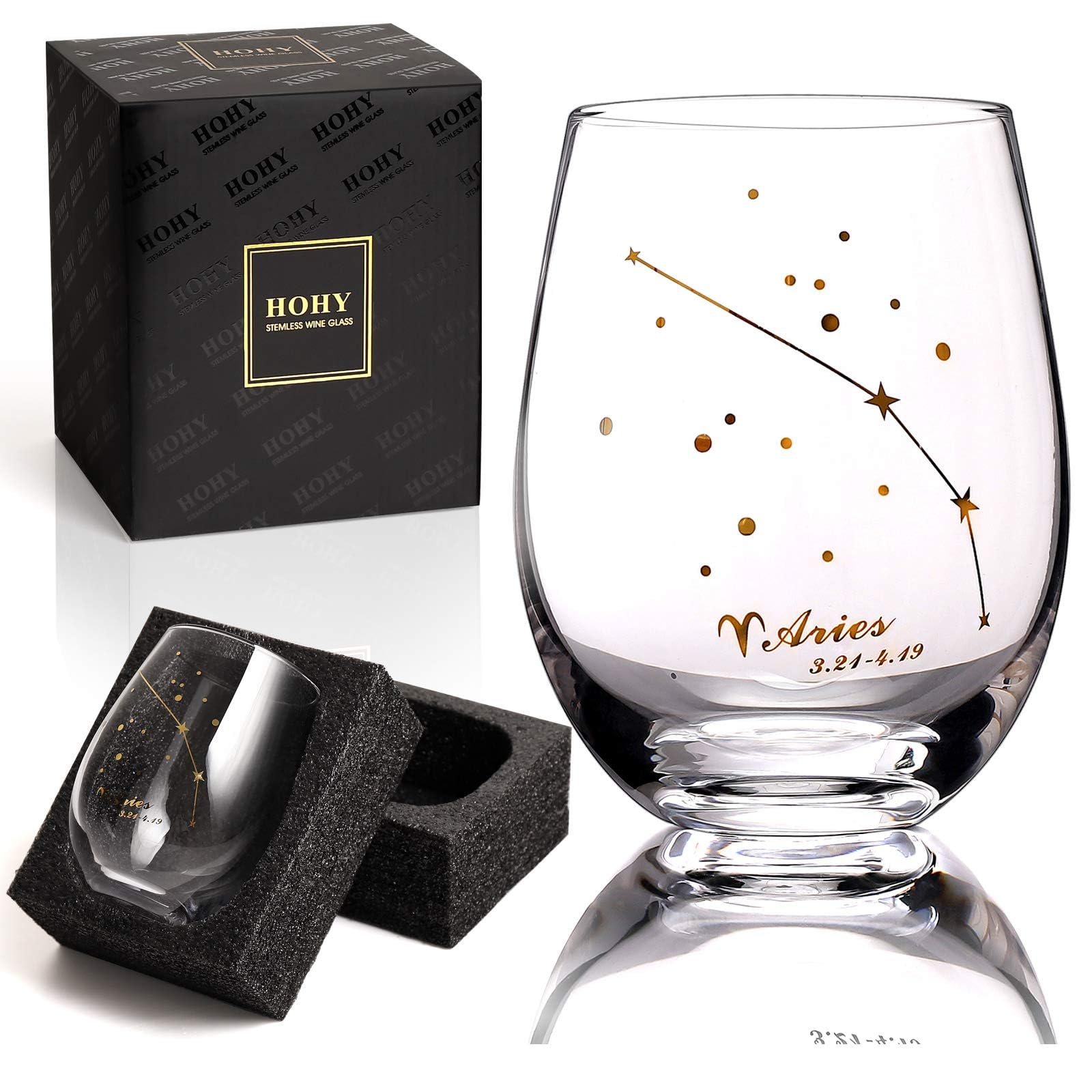 HOHY Vaso Aries Zodiaco 20oz, enfoque en el diseño zodiacal para brindar con estilo.