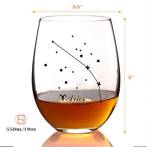 HOHY Vaso Aries Zodiaco Translucido 20oz, claridad que realza aromas y experiencia.
