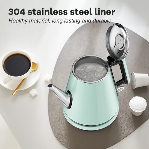 HoJang hervidor verde menta retro, diseño elegante para la cocina.