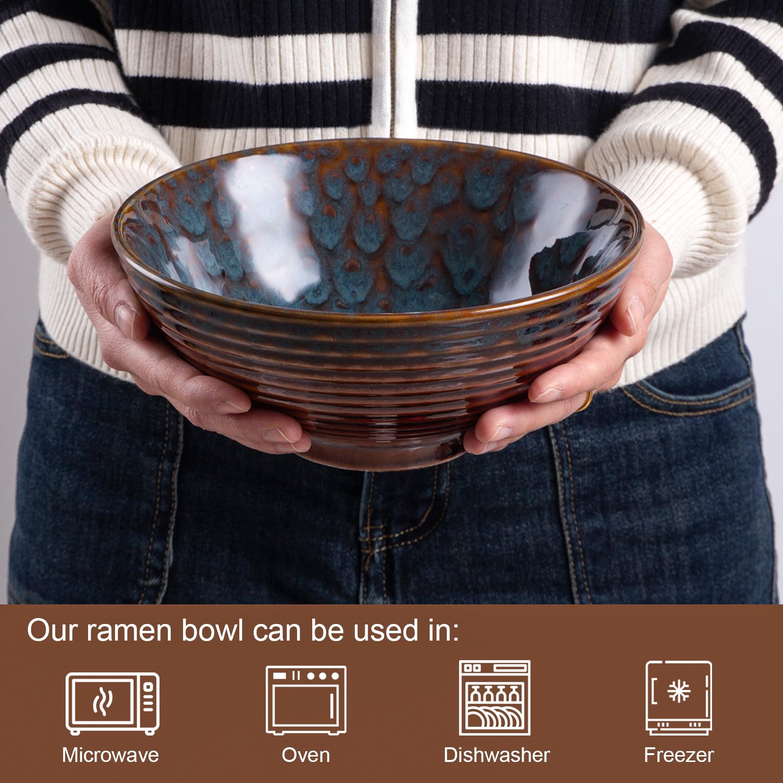 Cuchara de cerámica Hokeler para ramen, diseño elegante y fácil limpieza.