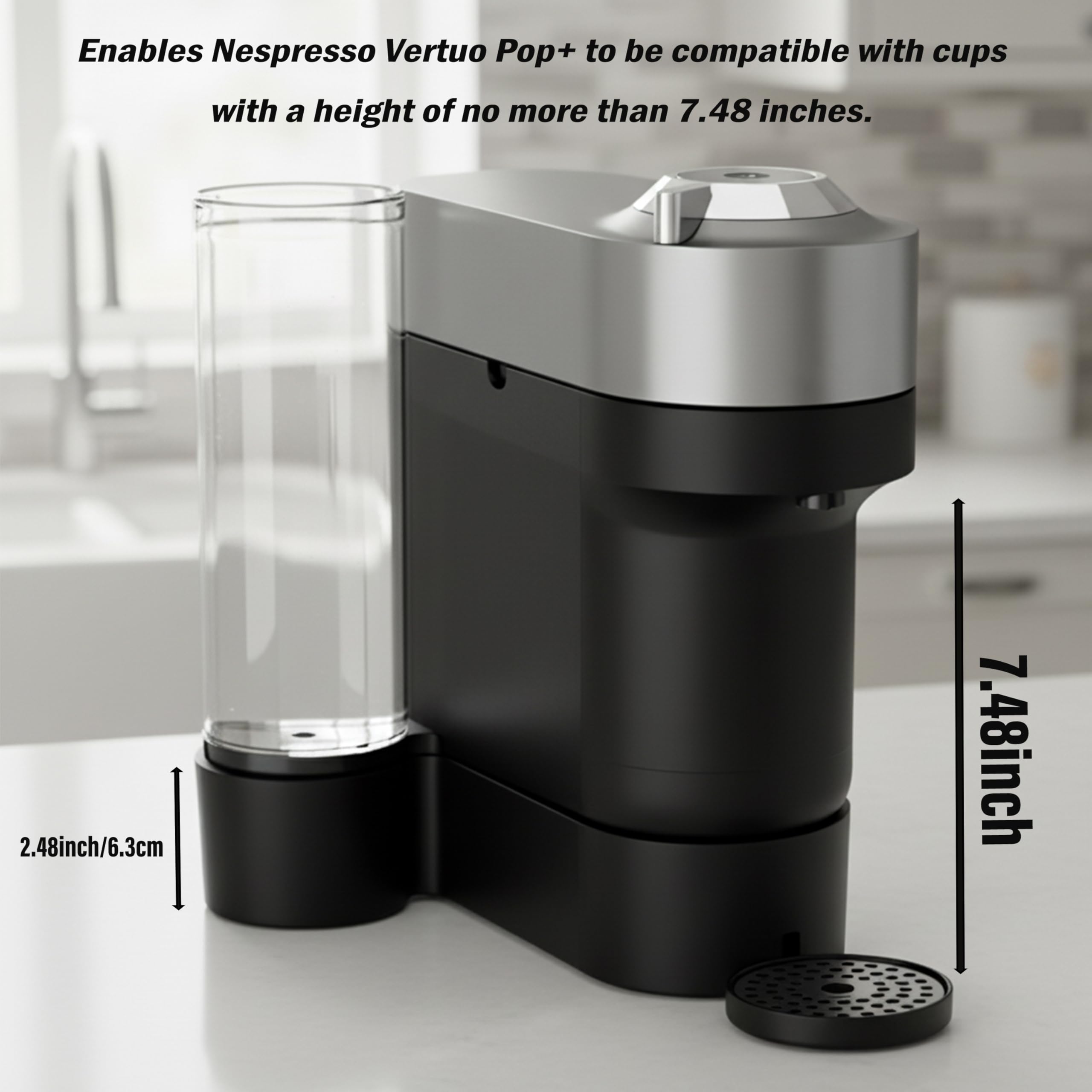 Base impresa en 3D para Vertuo Pop Plus con compatibilidad universal.