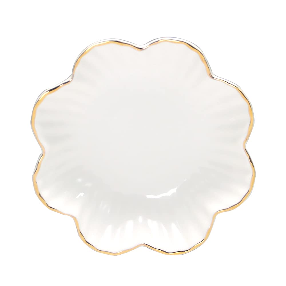 HOKMOKQOK plato de porcelana con flor dorada, ideal para servir aperitivos en eventos