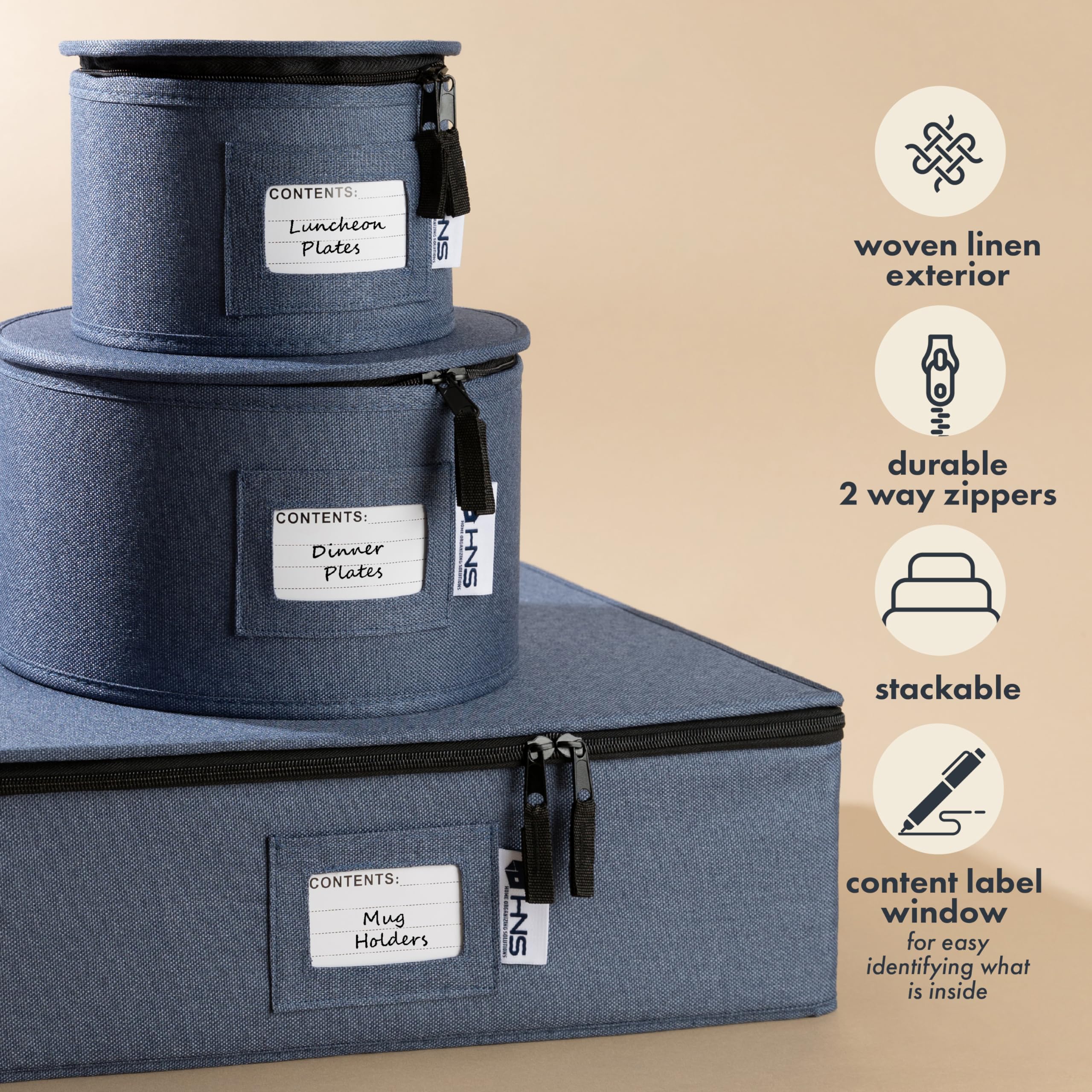 HOLDN’ STORAGE: caja dura denim azul, divisiones acolchadas que reducen arañazos.